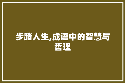步踏人生,成语中的智慧与哲理 诗词体裁