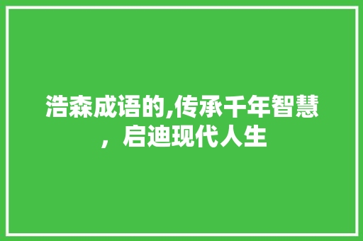 浩森成语的,传承千年智慧，启迪现代人生