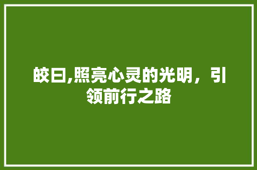 皎曰,照亮心灵的光明，引领前行之路