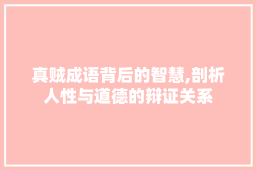 真贼成语背后的智慧,剖析人性与道德的辩证关系