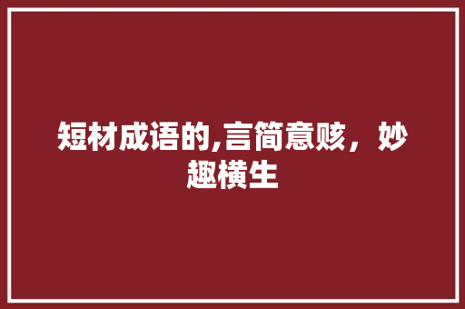 短材成语的,言简意赅，妙趣横生