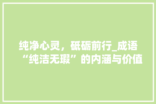纯净心灵，砥砺前行_成语“纯洁无瑕”的内涵与价值 工作总结