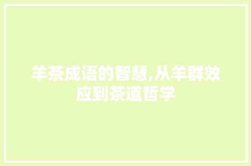 羊茶成语的智慧,从羊群效应到茶道哲学