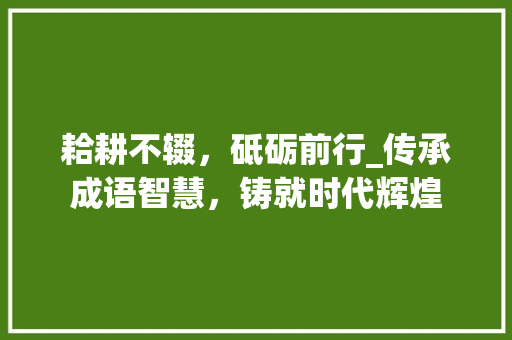 耠耕不辍，砥砺前行_传承成语智慧，铸就时代辉煌 诗词鉴赏