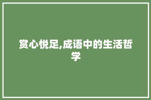 赏心悦足,成语中的生活哲学 诗词体裁