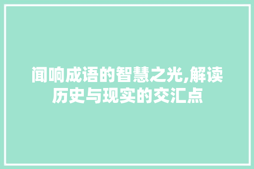 闻响成语的智慧之光,解读历史与现实的交汇点 诗词体裁