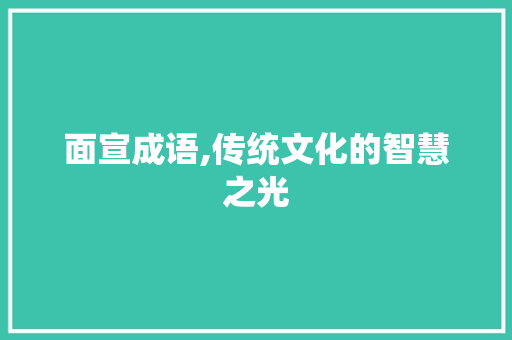 面宣成语,传统文化的智慧之光