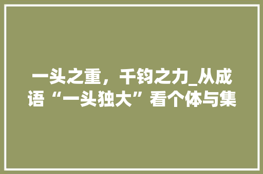 一头之重，千钧之力_从成语“一头独大”看个体与集体