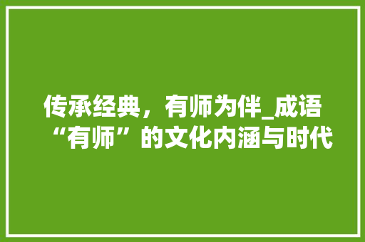 传承经典，有师为伴_成语“有师”的文化内涵与时代价值