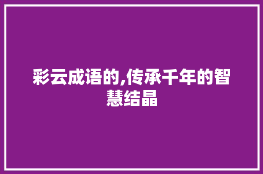 彩云成语的,传承千年的智慧结晶
