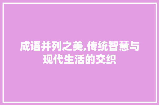 成语并列之美,传统智慧与现代生活的交织