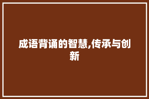 成语背诵的智慧,传承与创新