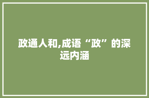 政通人和,成语“政”的深远内涵