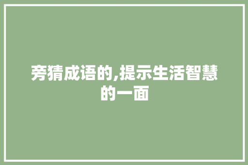 旁猜成语的,提示生活智慧的一面