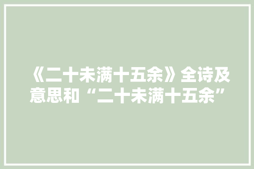 《二十未满十五余》全诗及意思和“二十未满十五余”的拼音注释 诗词鉴赏