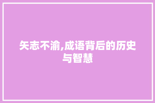 矢志不渝,成语背后的历史与智慧 职场写作