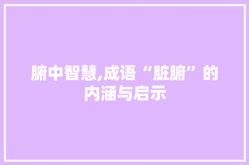 腑中智慧,成语“脏腑”的内涵与启示