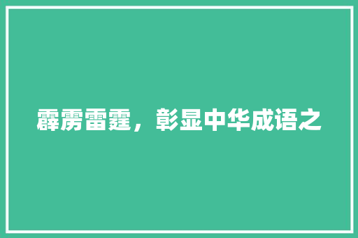 霹雳雷霆，彰显中华成语之