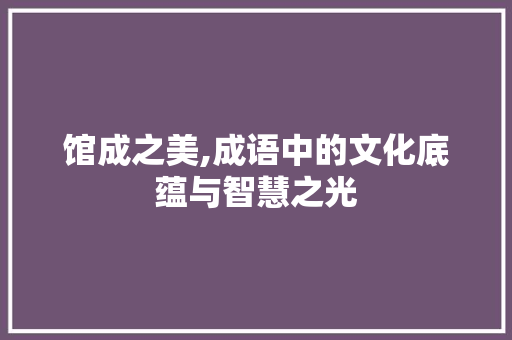 馆成之美,成语中的文化底蕴与智慧之光