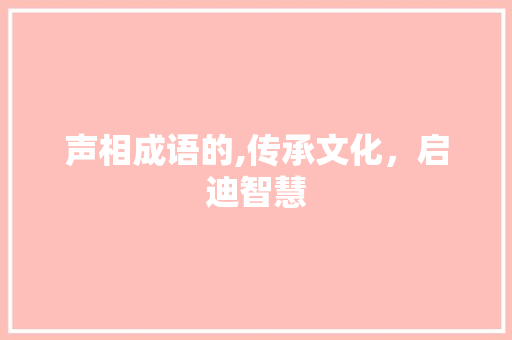 声相成语的,传承文化，启迪智慧 诗词应用