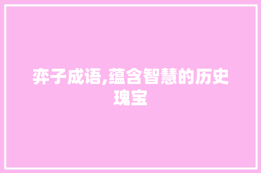 弈子成语,蕴含智慧的历史瑰宝