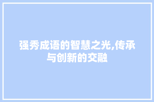 强秀成语的智慧之光,传承与创新的交融