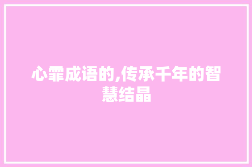 心霏成语的,传承千年的智慧结晶