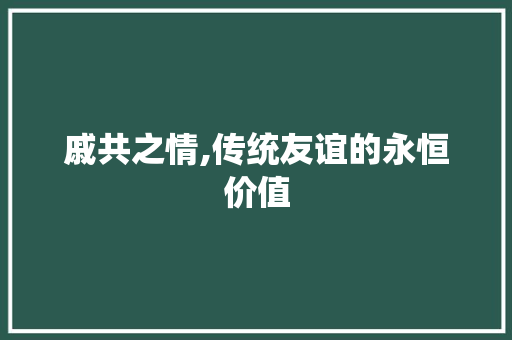 戚共之情,传统友谊的永恒价值 诗词鉴赏