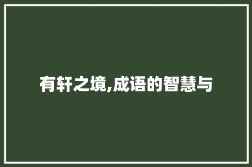 有轩之境,成语的智慧与