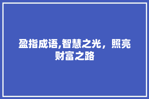 盈指成语,智慧之光，照亮财富之路