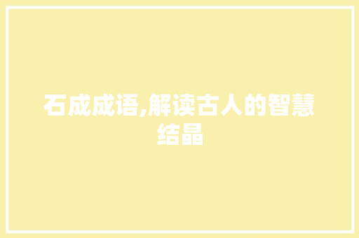 石成成语,解读古人的智慧结晶 应用文