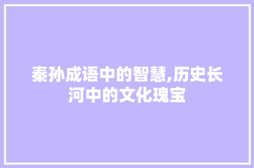秦孙成语中的智慧,历史长河中的文化瑰宝