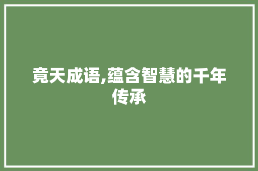 竟天成语,蕴含智慧的千年传承