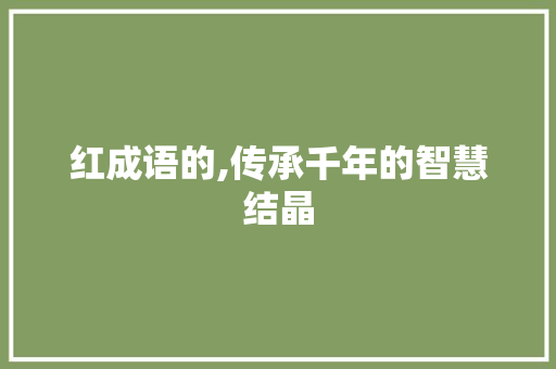 红成语的,传承千年的智慧结晶