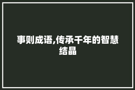 事则成语,传承千年的智慧结晶 诗词应用