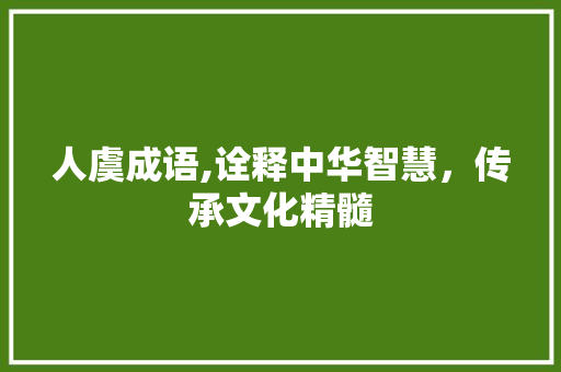 人虞成语,诠释中华智慧，传承文化精髓