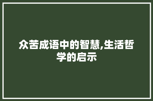众苦成语中的智慧,生活哲学的启示