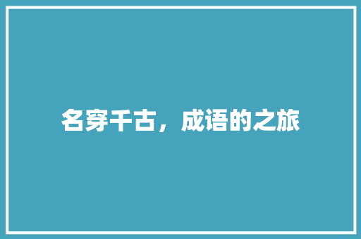 名穿千古，成语的之旅