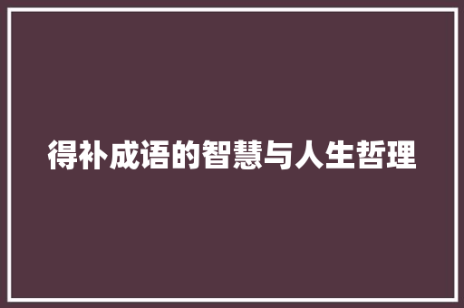得补成语的智慧与人生哲理