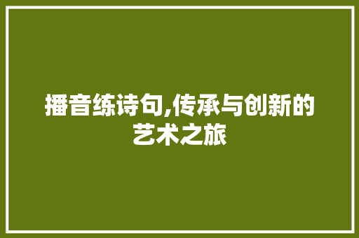 播音练诗句,传承与创新的艺术之旅