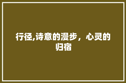 行径,诗意的漫步，心灵的归宿 会议纪要