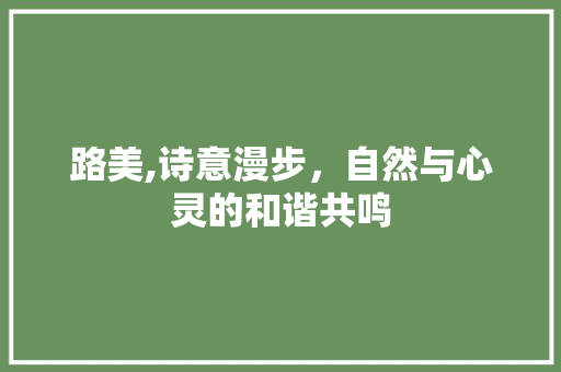路美,诗意漫步，自然与心灵的和谐共鸣