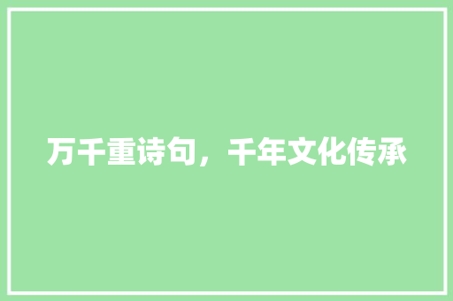 万千重诗句，千年文化传承