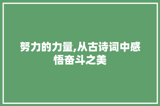 努力的力量,从古诗词中感悟奋斗之美