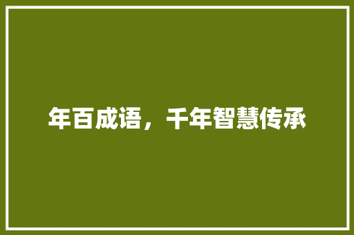 年百成语，千年智慧传承