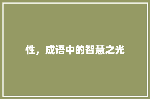 性，成语中的智慧之光