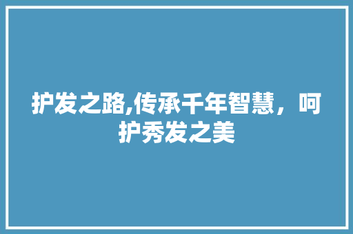 护发之路,传承千年智慧，呵护秀发之美