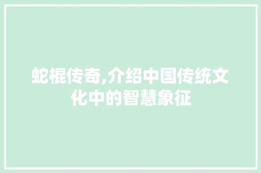 蛇棍传奇,介绍中国传统文化中的智慧象征