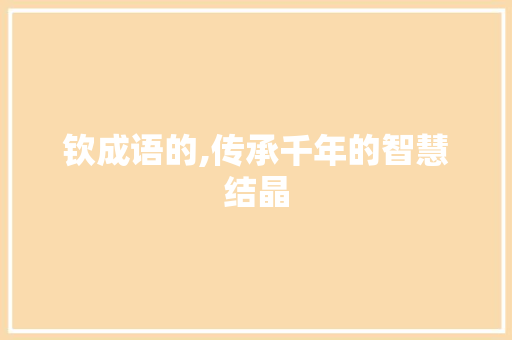 钦成语的,传承千年的智慧结晶