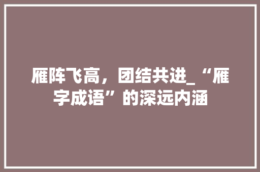 雁阵飞高，团结共进_“雁字成语”的深远内涵